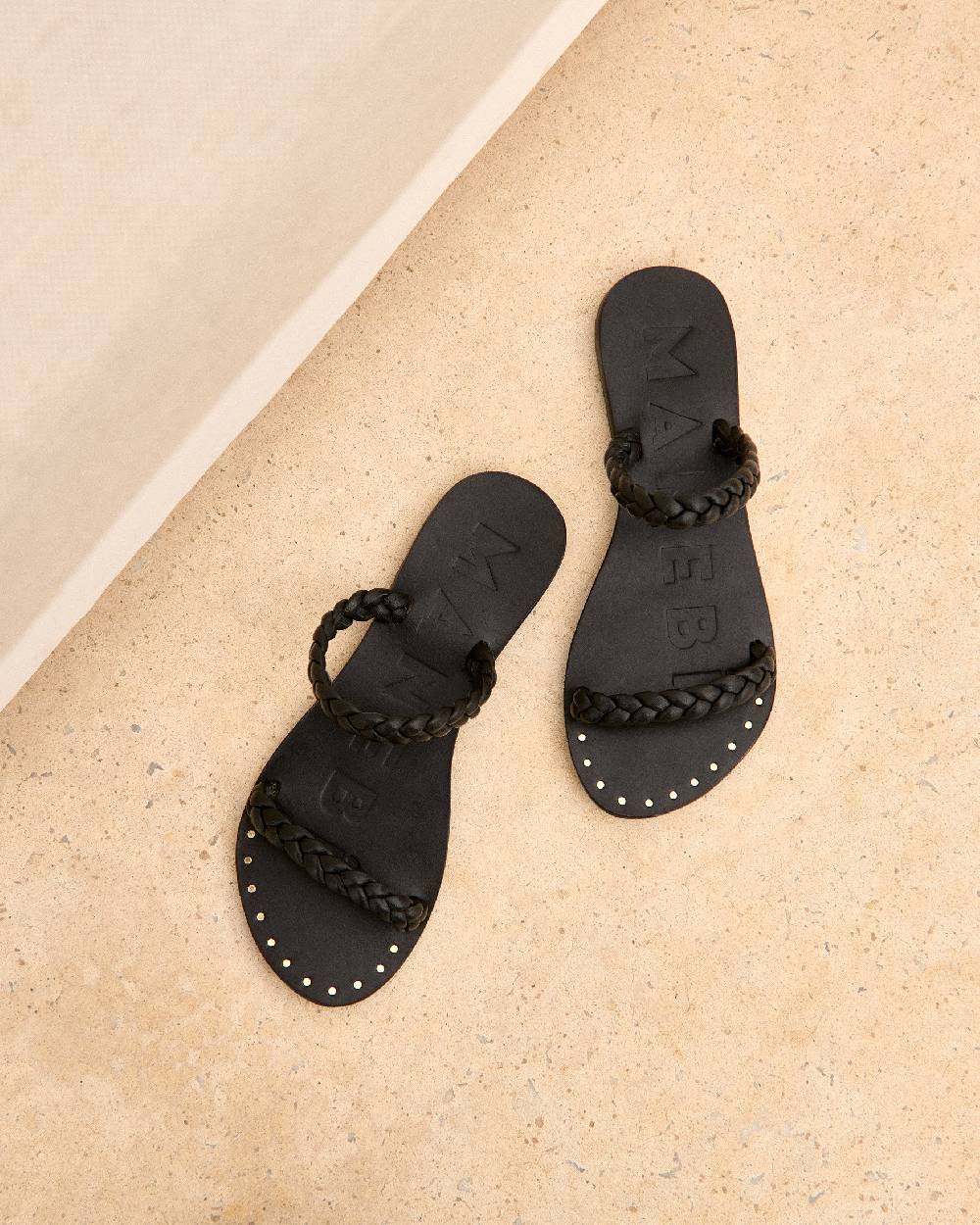 Manebí Leather Two Bands Sandals - Canyon Black Affare Del Giorno