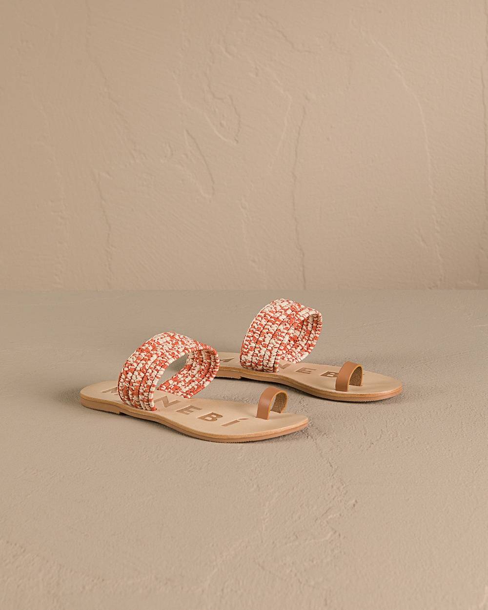 Manebí Raffia \u0026 Leather|Toe Ring Sandals - Orange Rust \u0026 Natural Mélange Outlet