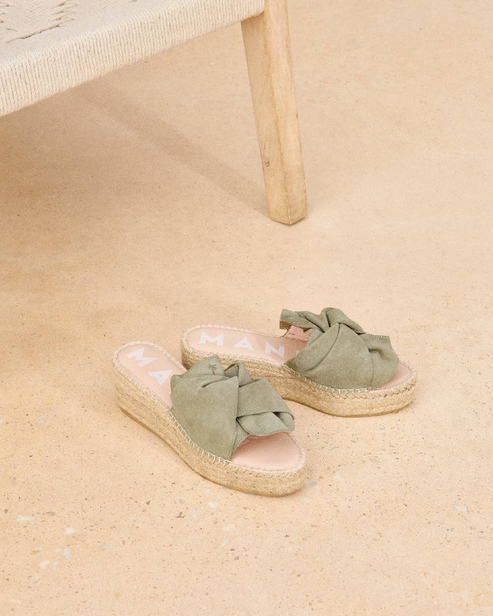 Manebí Soft Suede Platforms With Knot - Sage Hotsell