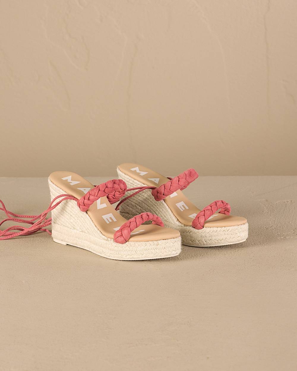 Manebí Soft Suede Two Braided Bands|Wedge Espadrilles - Terracotta Vendita Economica