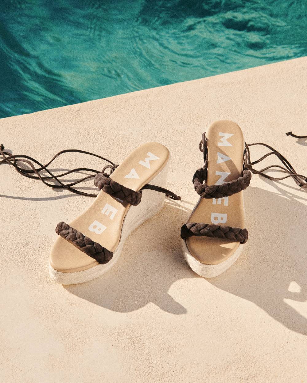 Manebí Soft Suede Two Braided Bands|Wedge Espadrilles - Cocoa Promozione Limitata