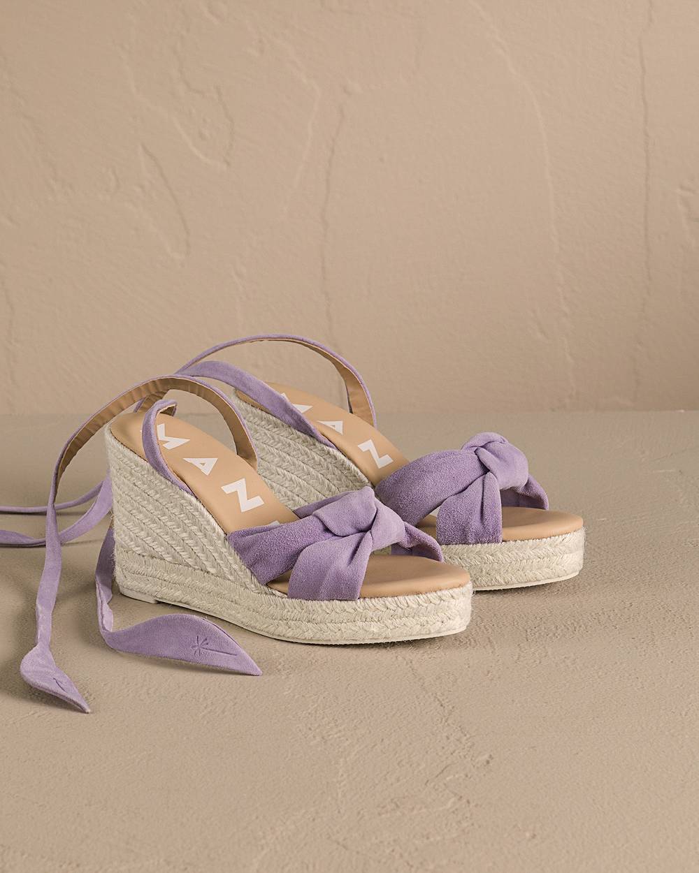 Manebí Soft Suede Wedge Espadrilles|With Knot - Wisteria Lilac Fino Al -60%