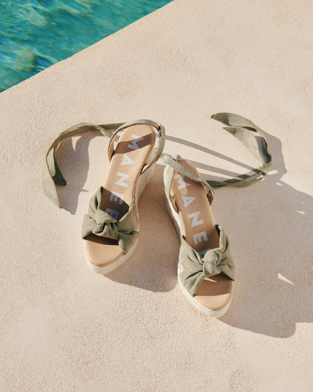 Manebí Soft Suede Wedge Espadrilles|With Knot - Sage Shopping Online