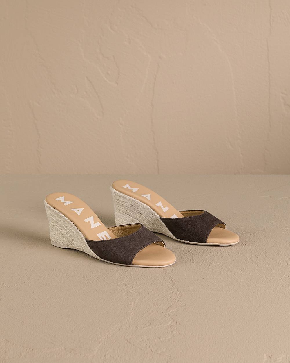 Manebí Soft Suede Mule|Wedge Espadrilles - Cocoa Prezzo Ridotto