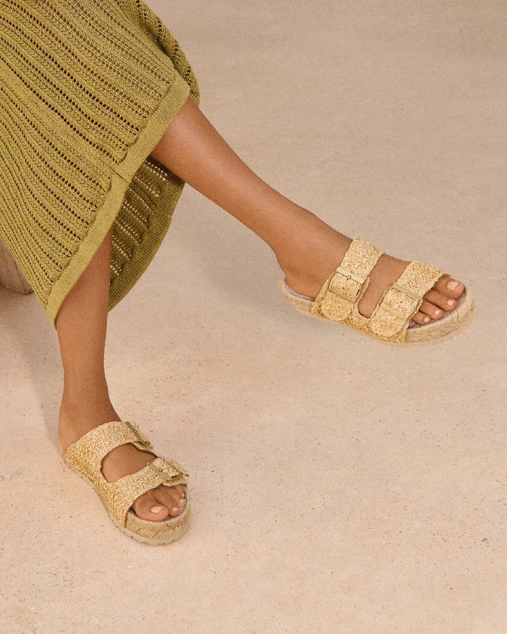 Manebí Raffia Nordic Sandals - Raffia Net Presa