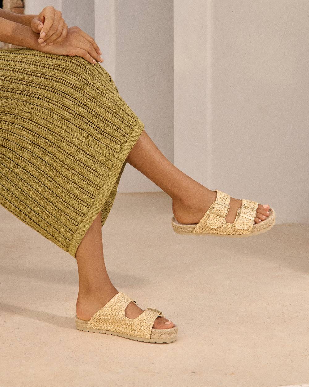 Manebí Raffia Nordic Sandals - Raffia Net Presa