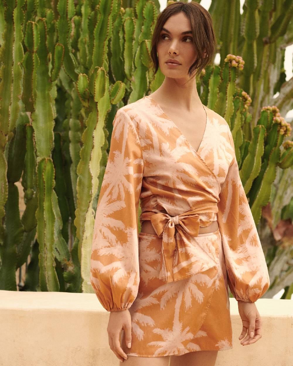 Manebí Printed Cotton Posadas Skirt - Sunbaked \u0026 Cream Pink Maxi Palm Outlet