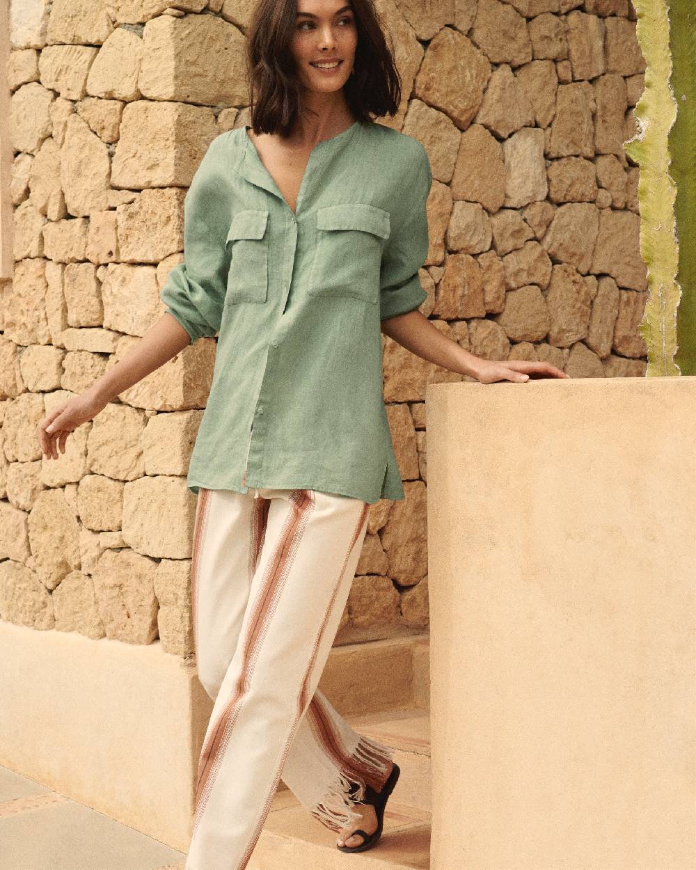 Manebí Linen Valparaiso Shirt - Mineral Green Hotsell