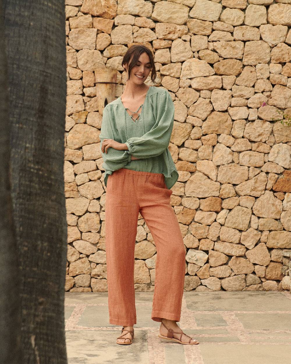 Manebí Linen Varadero Shirt - Mineral Green Vendita Calda