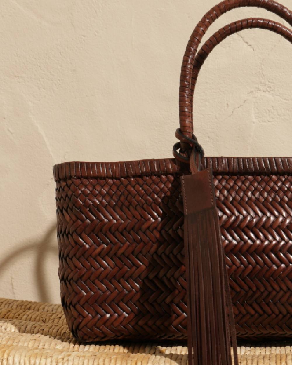 Manebí Borsa Tote Intrecciata in Pelle - Dark Brown Negozi Online