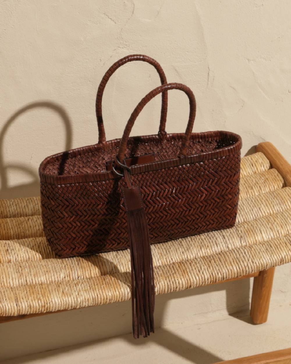 Manebí Borsa Tote Intrecciata in Pelle - Dark Brown Negozi Online