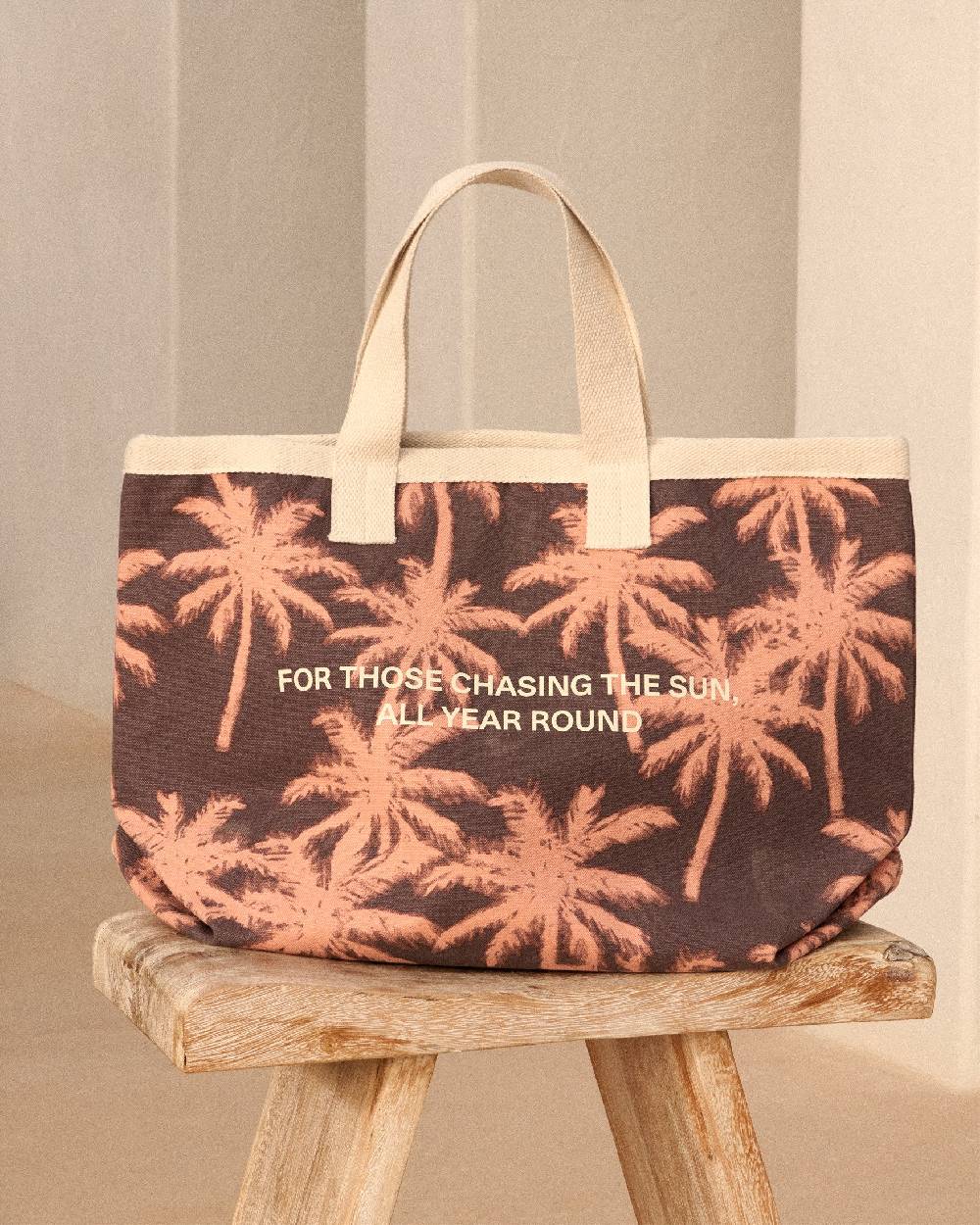 Manebí Canvas California Tote Bag - Cocoa \u0026 Orange Rust Maxi Palm Promozione Limitata
