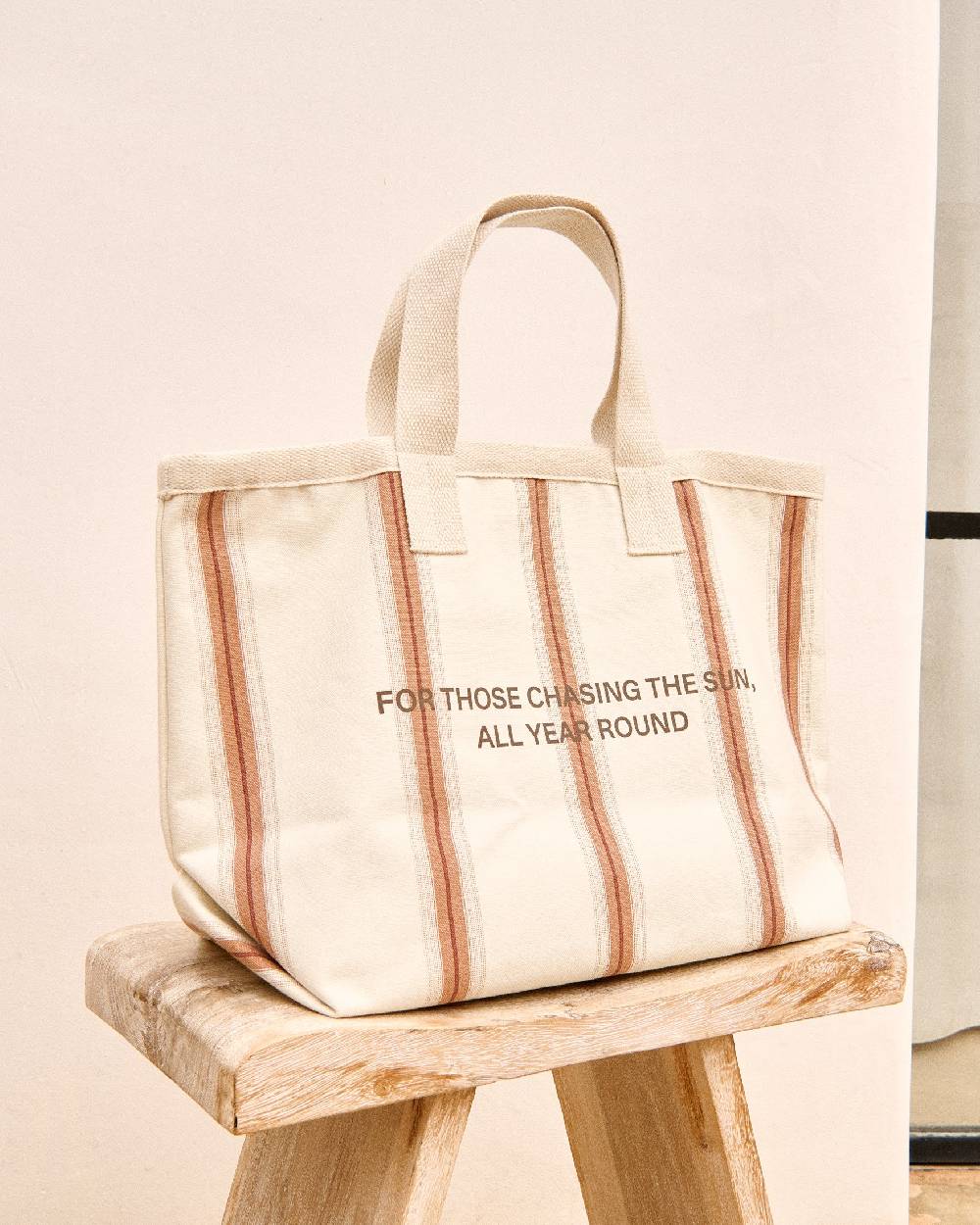 Manebí Canvas California Tote Bag - Cocoa Beige Multistripes Shopping Online