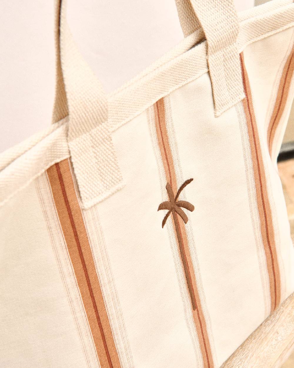 Manebí Canvas California Tote Bag - Cocoa Beige Multistripes Shopping Online