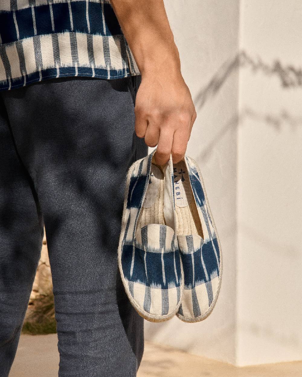 Manebí Dyed Cotton Espadrilles - Navy Blue And Indigo Pattern Offerta