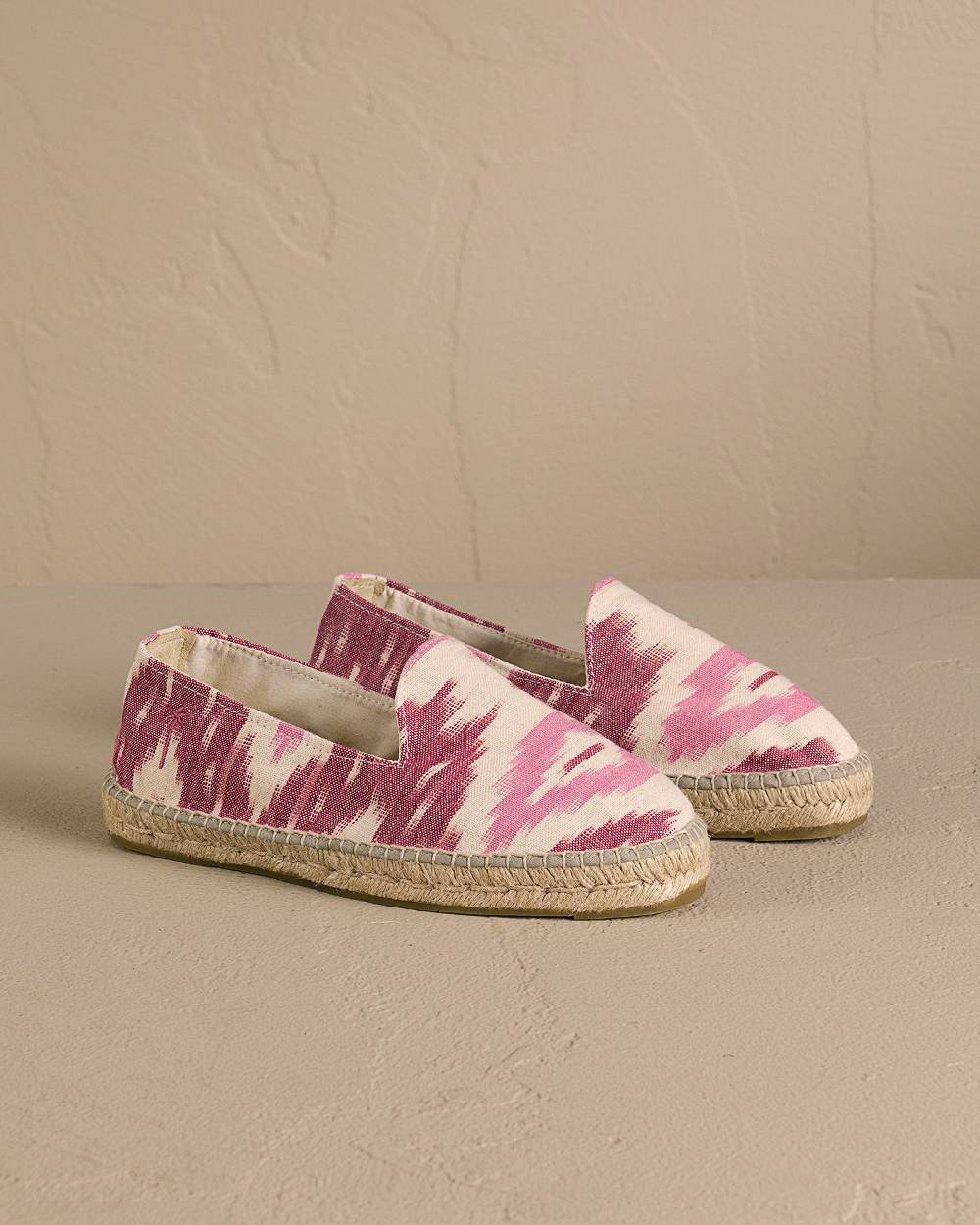 Manebí Dyed Cotton Espadrilles - Pink And White Ikat Economico