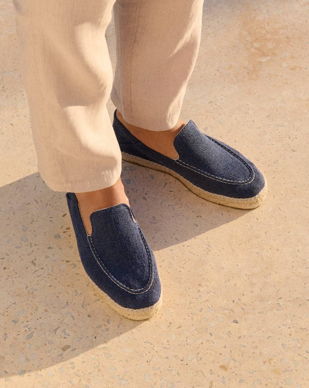 Manebí Organic Hemp Traveler Loafers|Espadrilles - Navy In Vendita