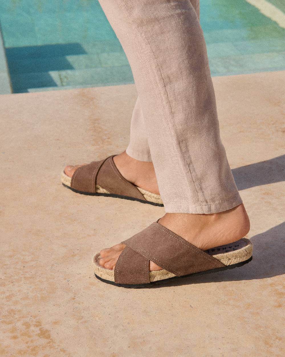 Manebí Suede Crossed Bands Sandals - Moka Saldi