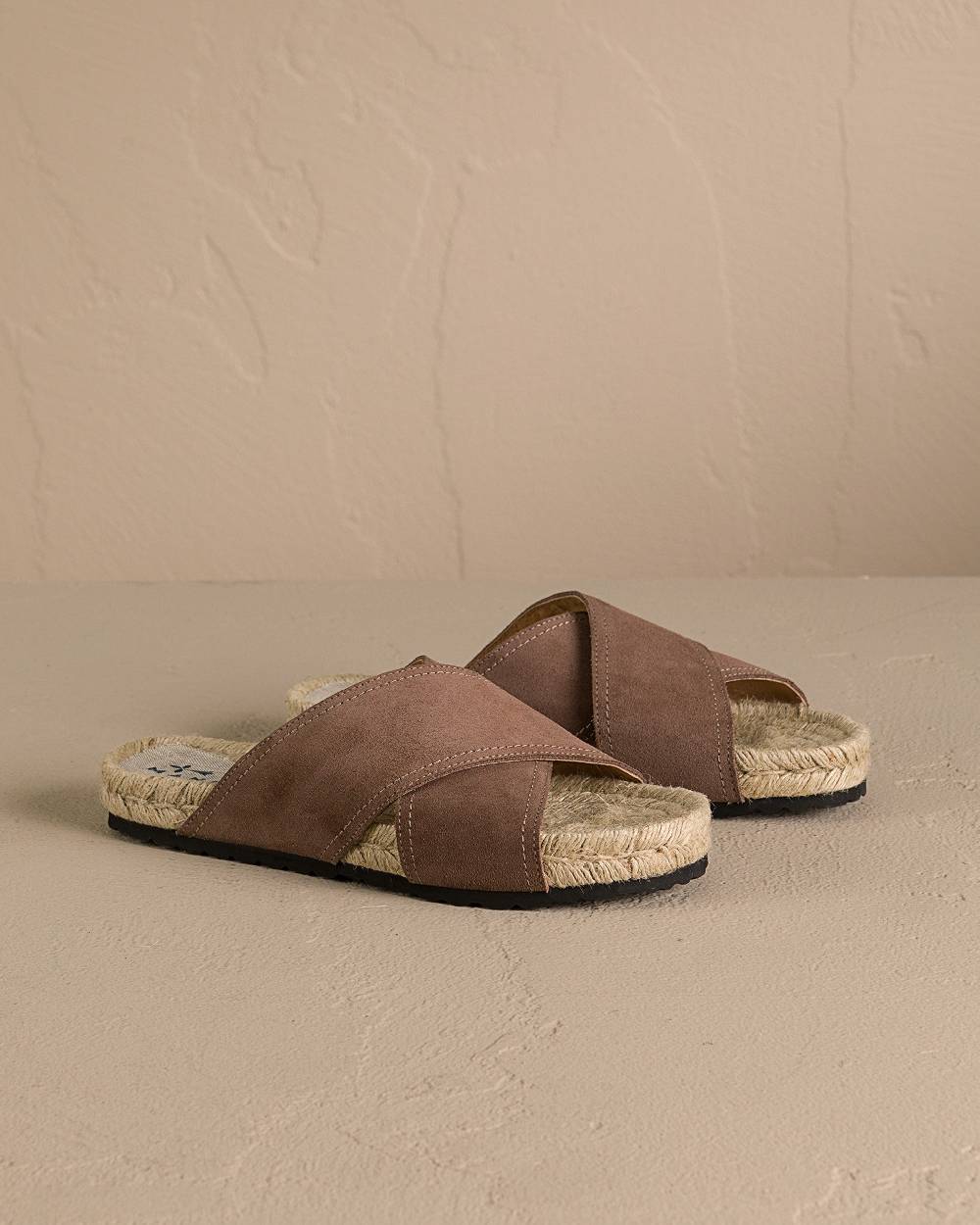 Manebí Suede Crossed Bands Sandals - Moka Saldi