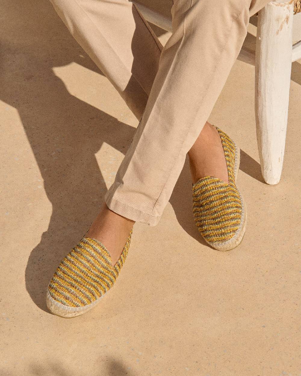 Manebí Woven Raffia Stripes|Espadrilles - Sage \u0026 Cocoa On Beige Saldi Di Fabbrica