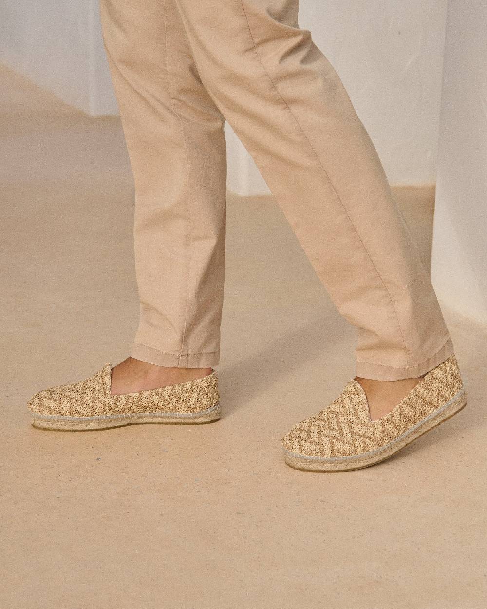 Manebí Raffia Zig Zag Espadrilles - Cream \u0026 Natural Vendite Flash