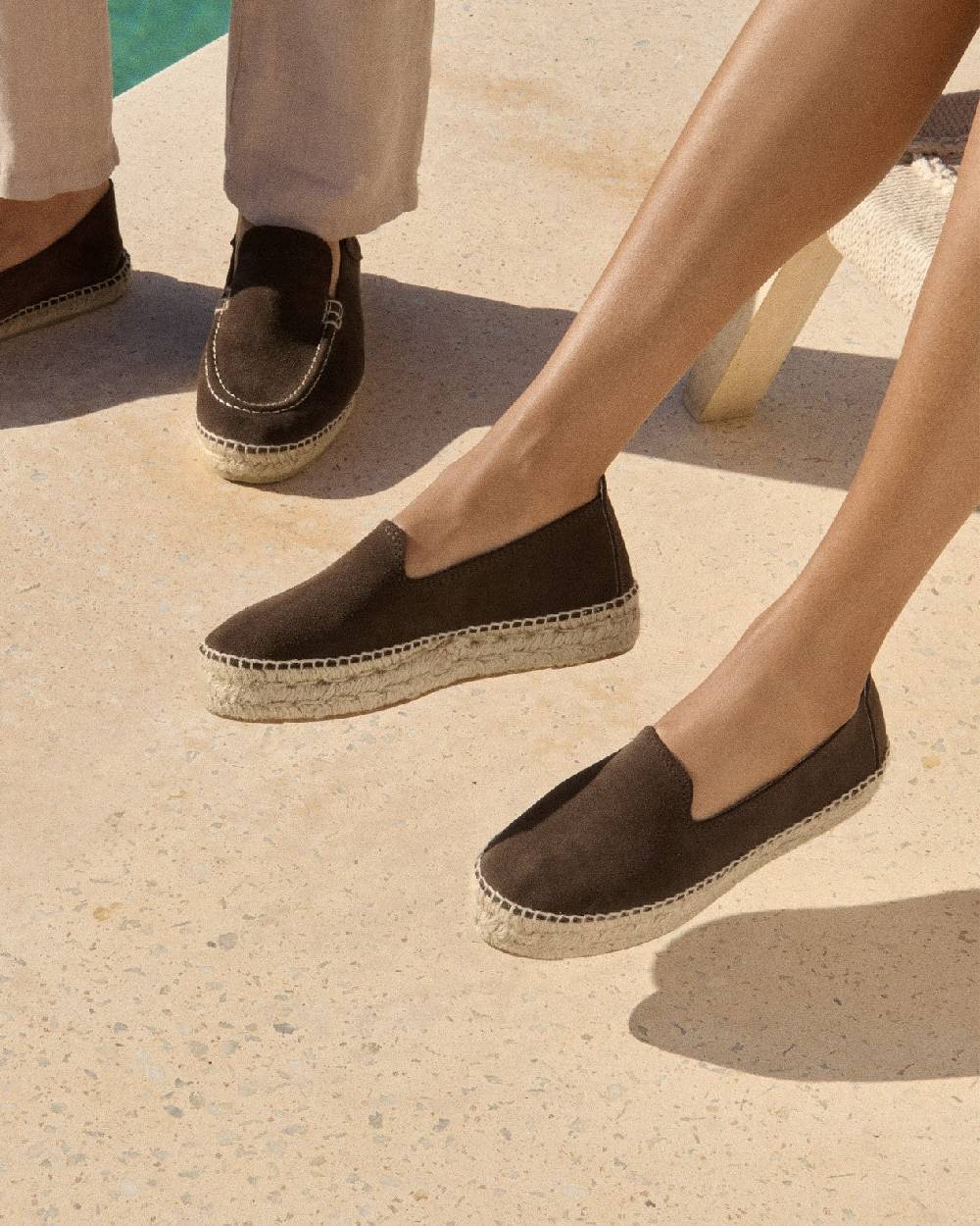 Manebí Suede Double Sole Espadrilles - Hamptons Cocoa In Linea