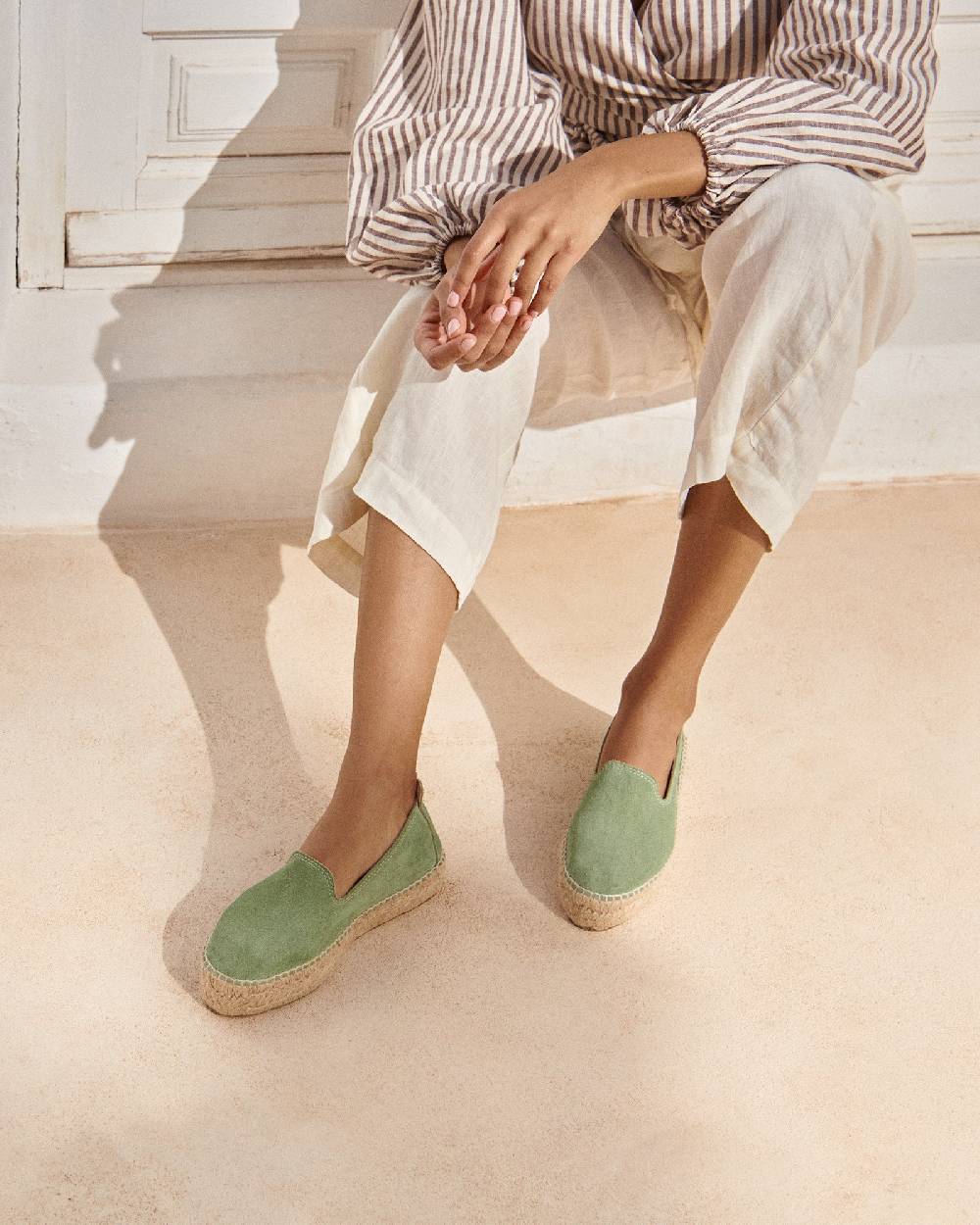 Manebí Suede Double Sole Espadrilles - Hamptons Sage Qualità
