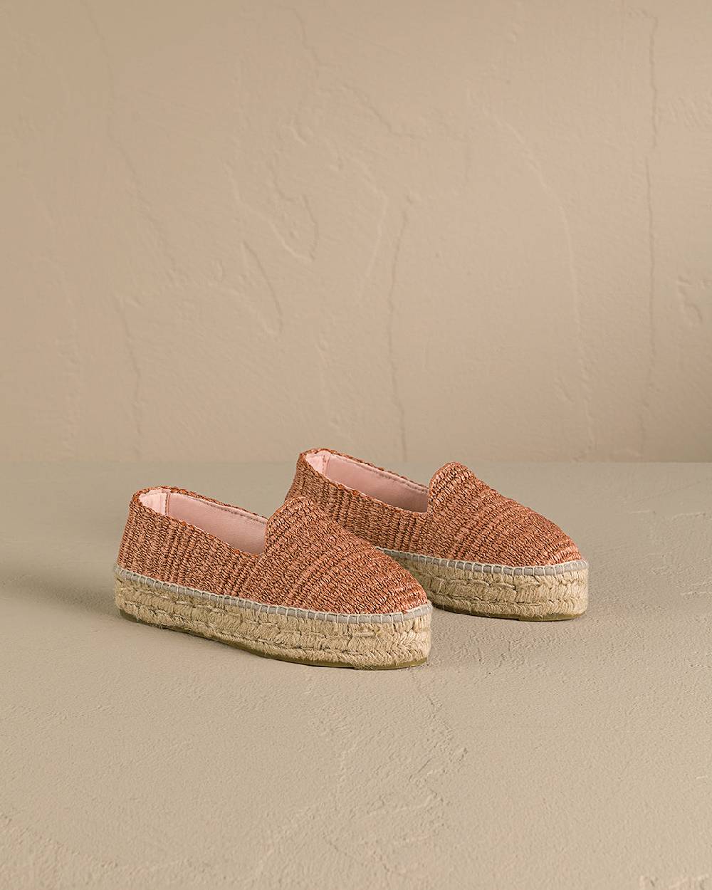 Manebí Raffia Stripes Double Sole Espadrilles - Yucatán Orange Rust Vendita