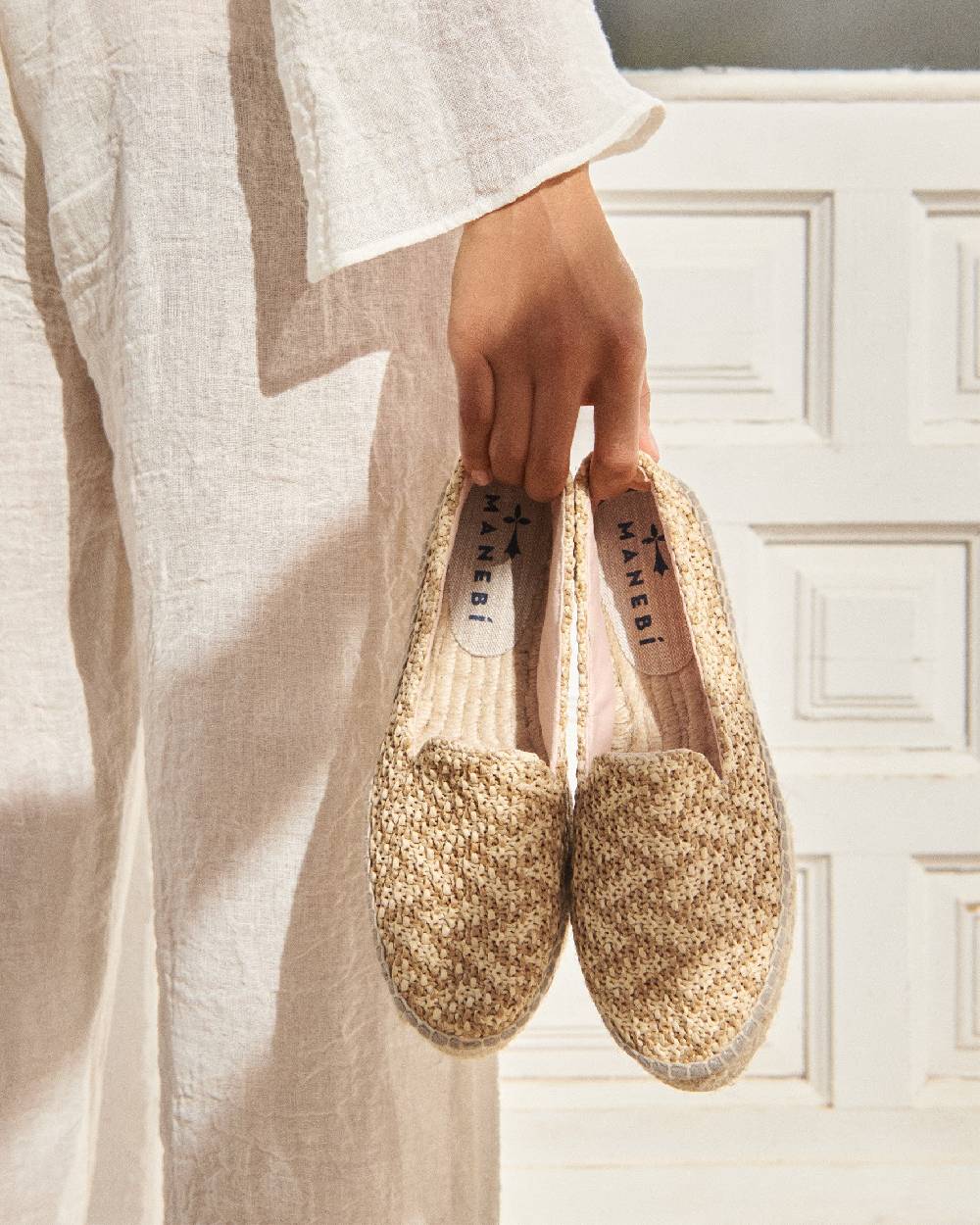 Manebí Raffia Zig-Zag Double Sole|Espadrilles - Cream \u0026 Natural Promozione