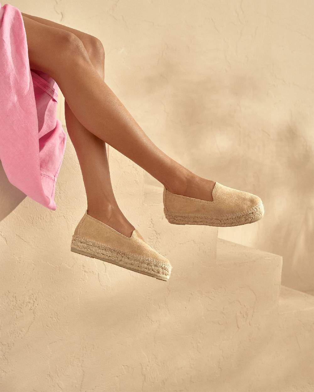 Manebí Espadrillas con Doppia Suola - Hamptons - Champagne Beige Negozi Online