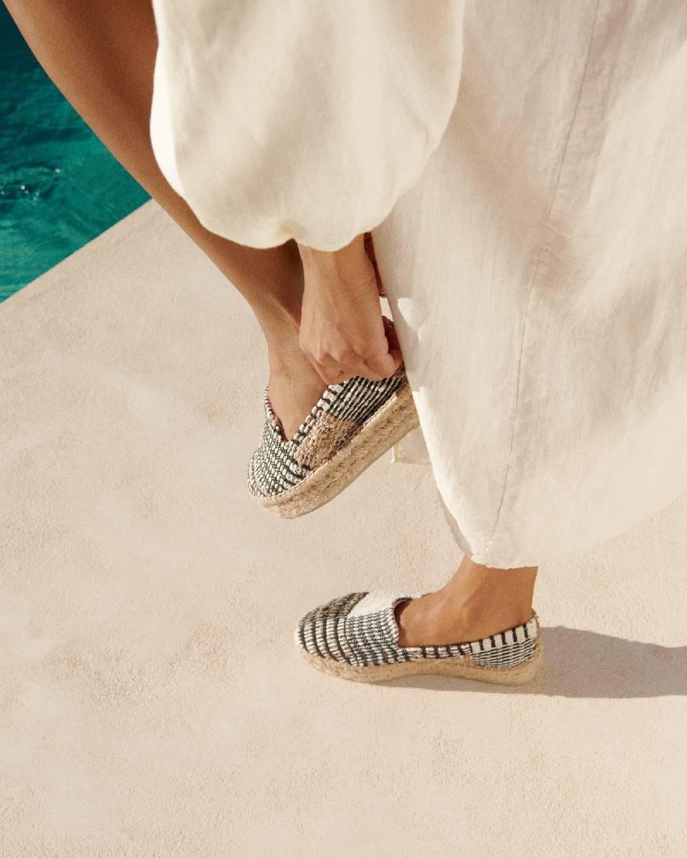Manebí Silk And Cotton Patchwork|Double Sole Espadrilles - Yucatán White Natural And Black Acquista Ora