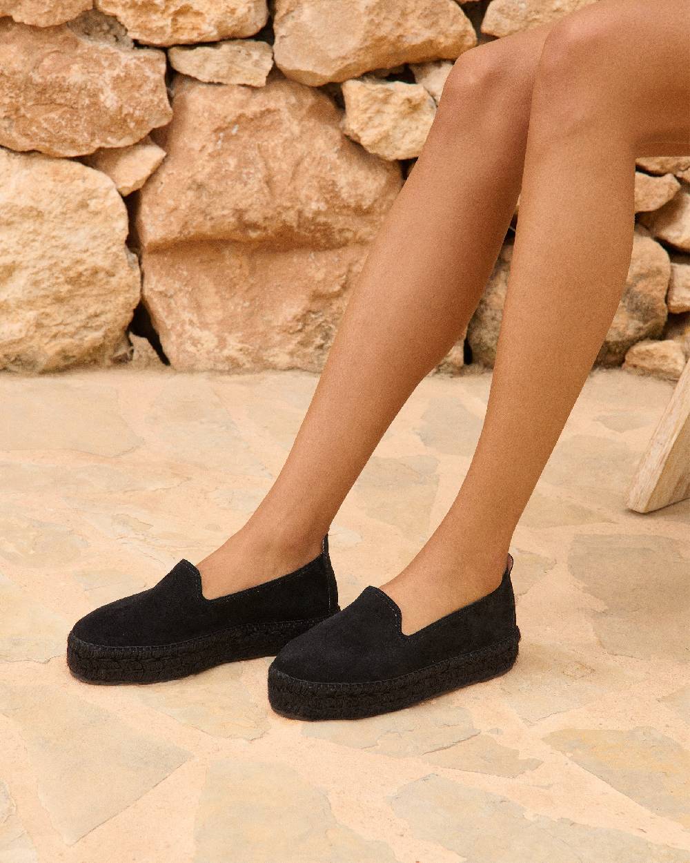 Manebí Suede Double Sole Espadrilles - Hamptons Black On Tone Fino al 60% di sconto