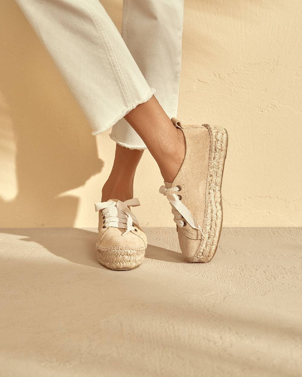Manebí Espadrillas stringate - Hamptons - Beige champagne Presa