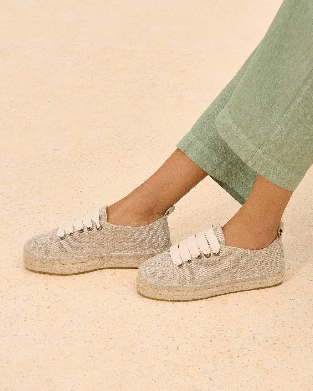 Manebí Organic Hemp Lace-Up Espadrilles - La Havana Natural Sconto