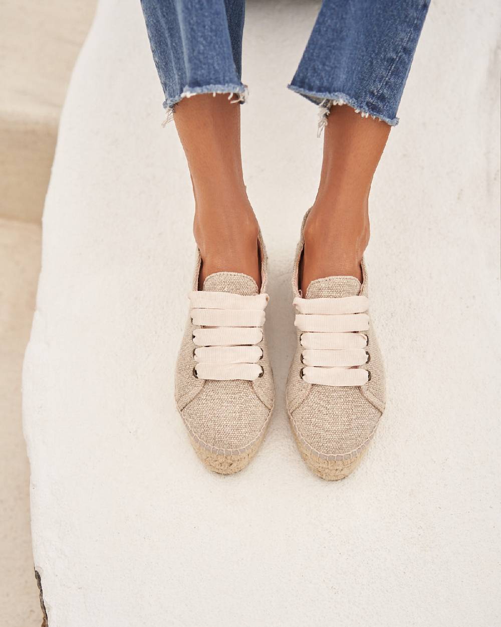 Manebí Organic Hemp Lace-Up Espadrilles - La Havana Natural Sconto