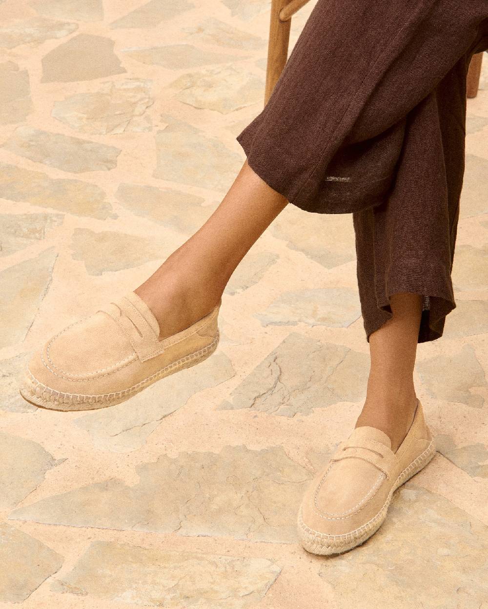 Manebí Suede Loafers Espadrilles - Hamptons Champagne Beige In Saldo