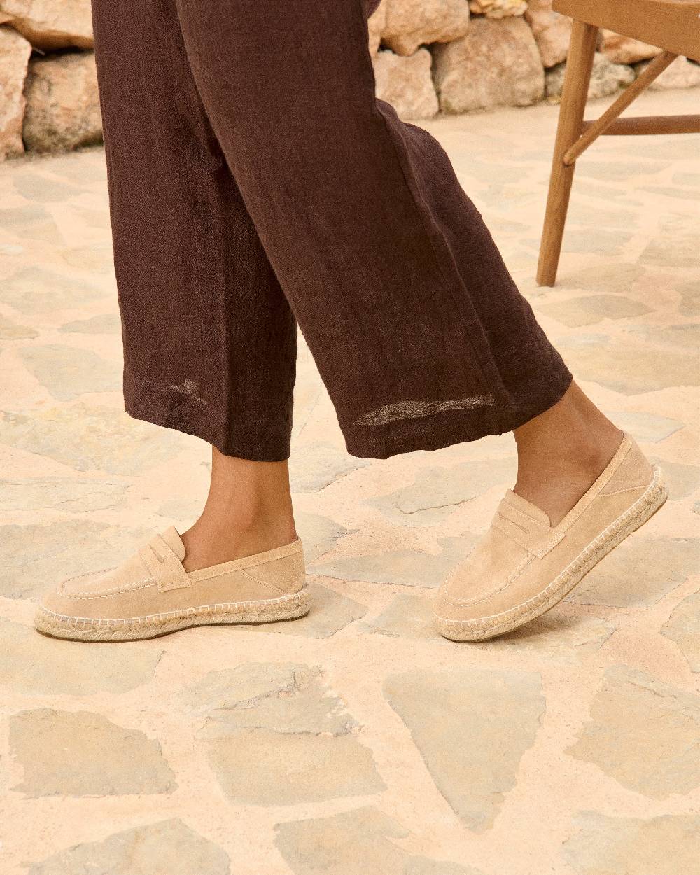 Manebí Suede Loafers Espadrilles - Hamptons Champagne Beige In Saldo