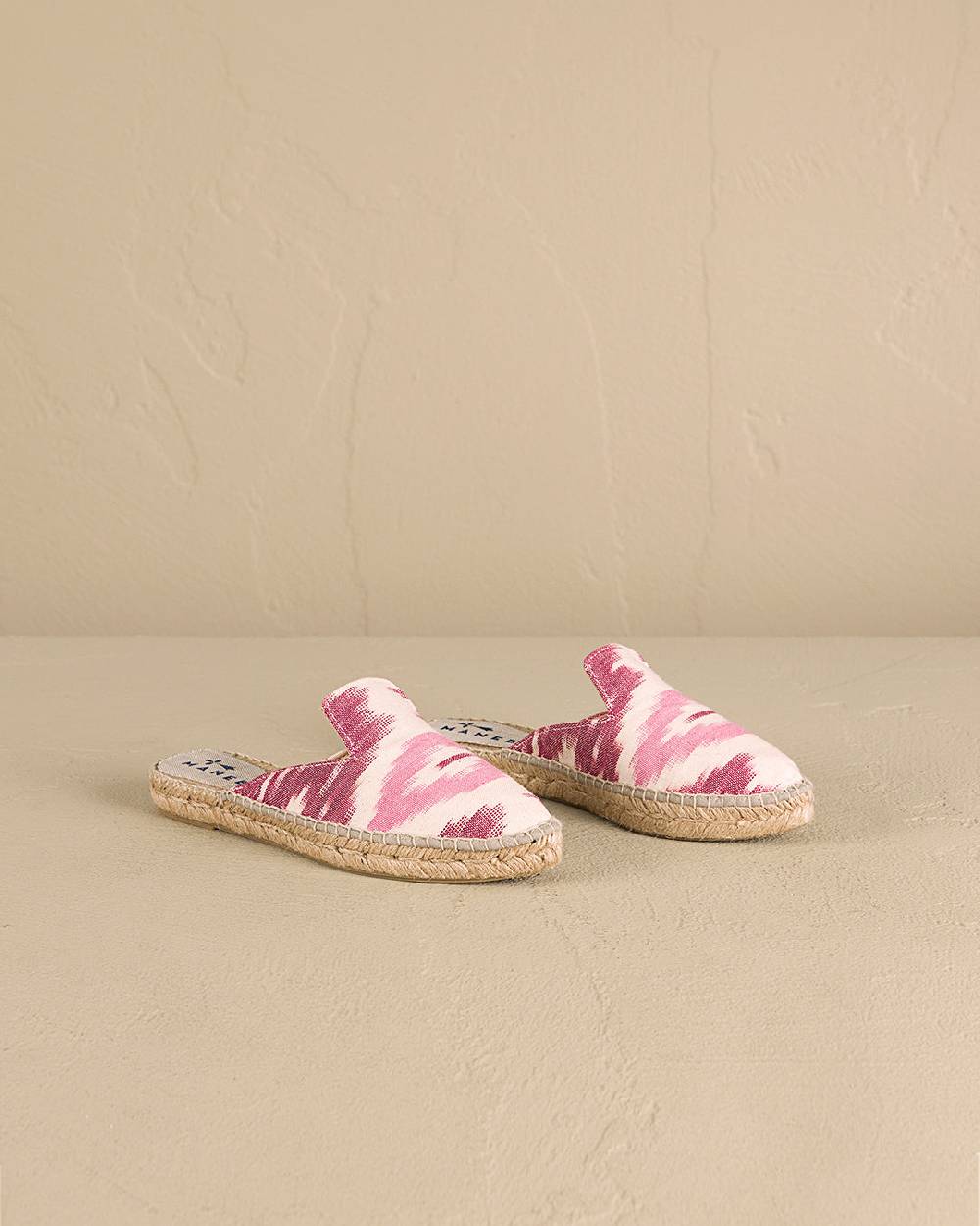 Manebí Dyed Cotton Mules - Tulum Pink And White Ikat Vendita