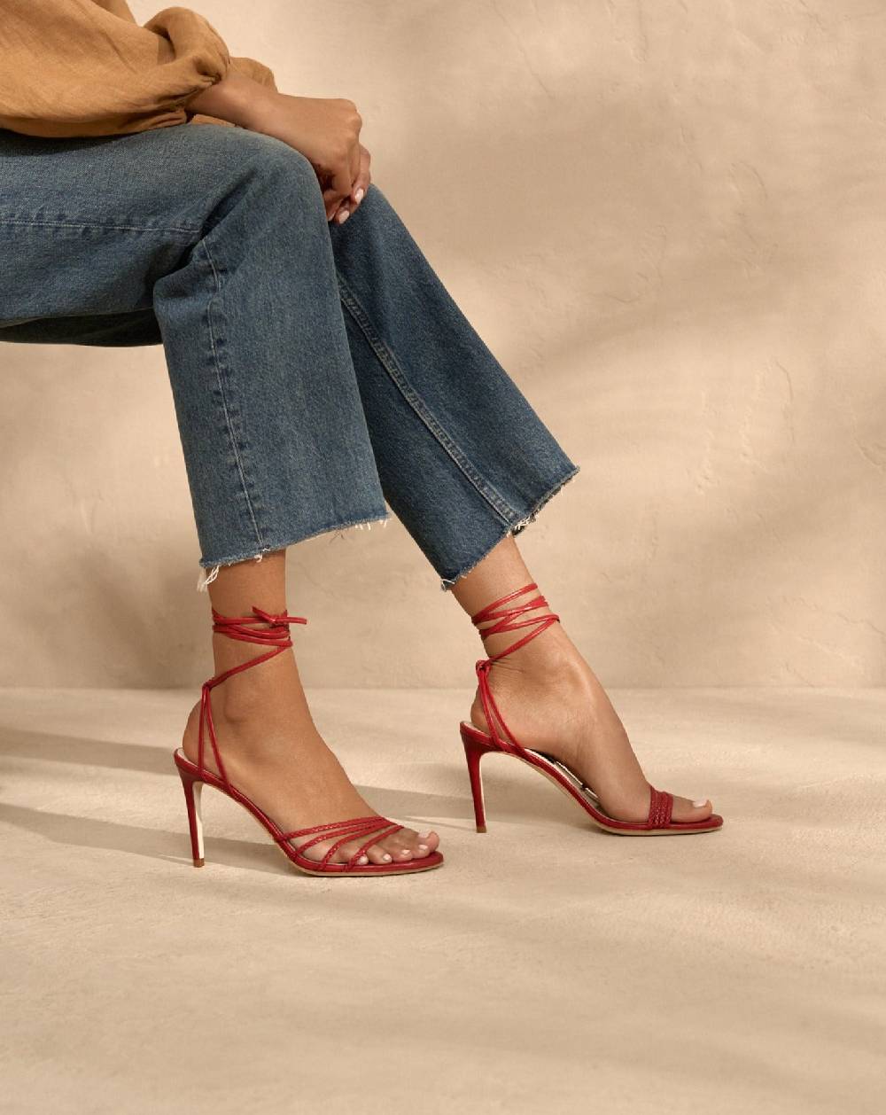 Manebí Savana Leather Braided Heels - Lace Up Bordeaux Sconto