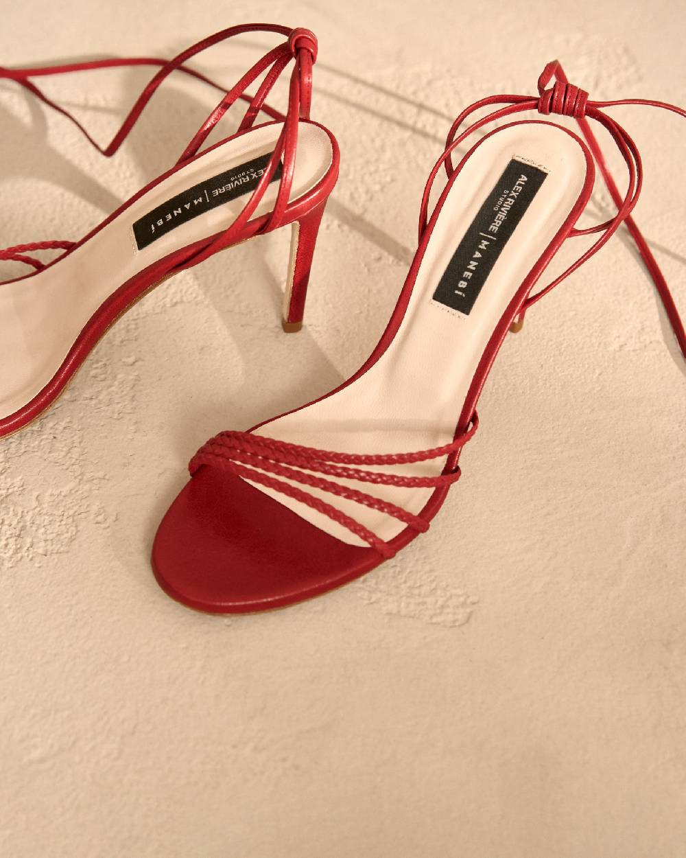 Manebí Savana Leather Braided Heels - Lace Up Bordeaux Sconto