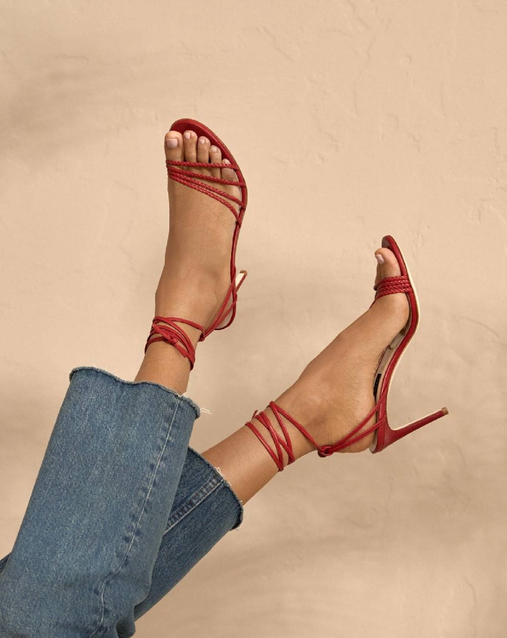 Manebí Savana Leather Braided Heels - Lace Up Bordeaux Sconto