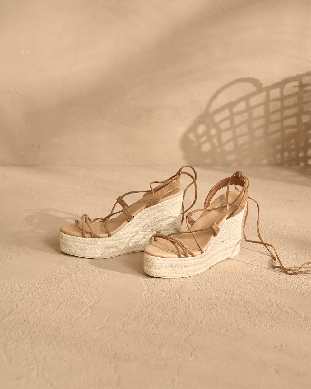 Manebí Portofino Soft Suede|Wedge Espadrilles - Lace-Up Tobacco Online