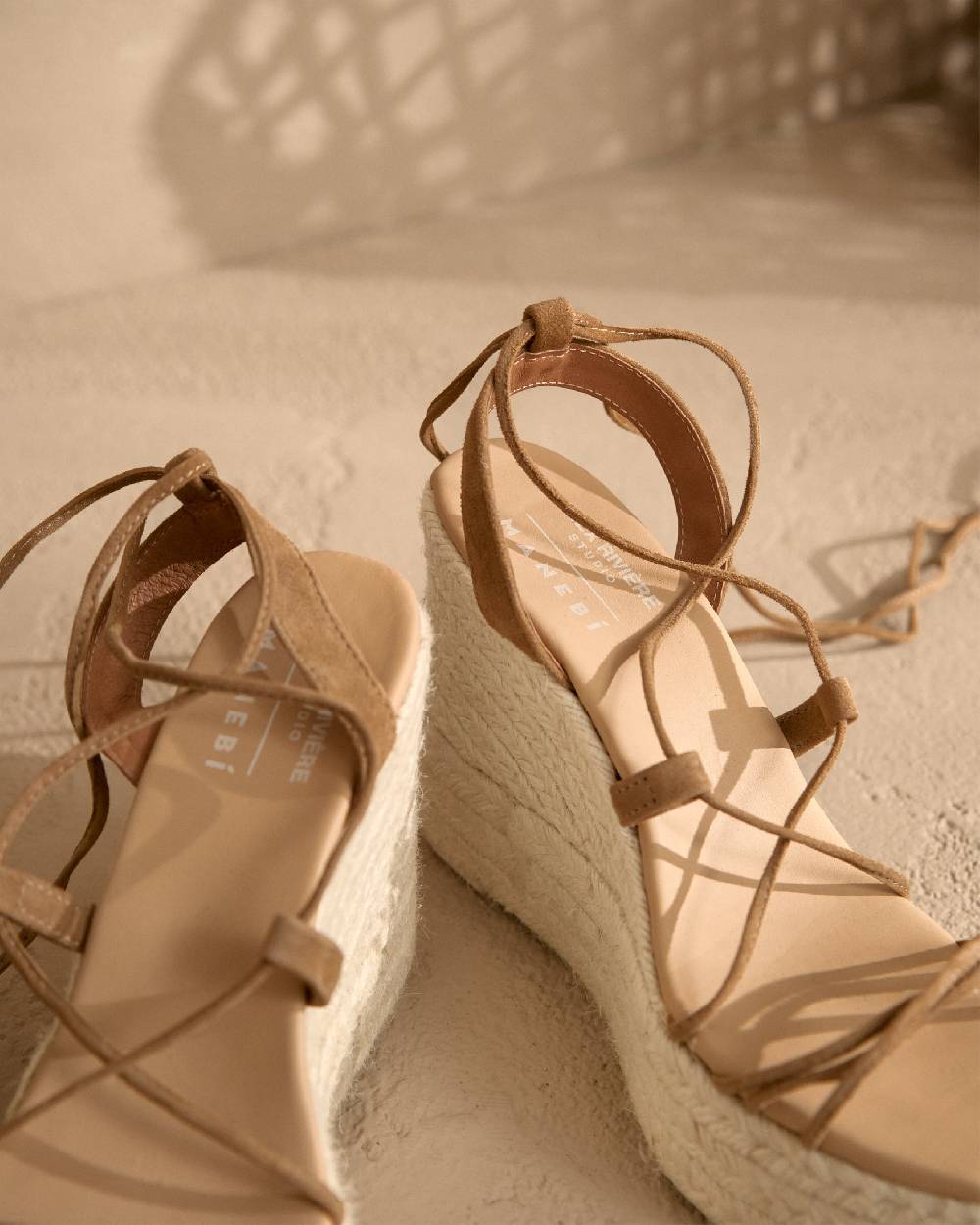 Manebí Portofino Soft Suede|Wedge Espadrilles - Lace-Up Tobacco Online