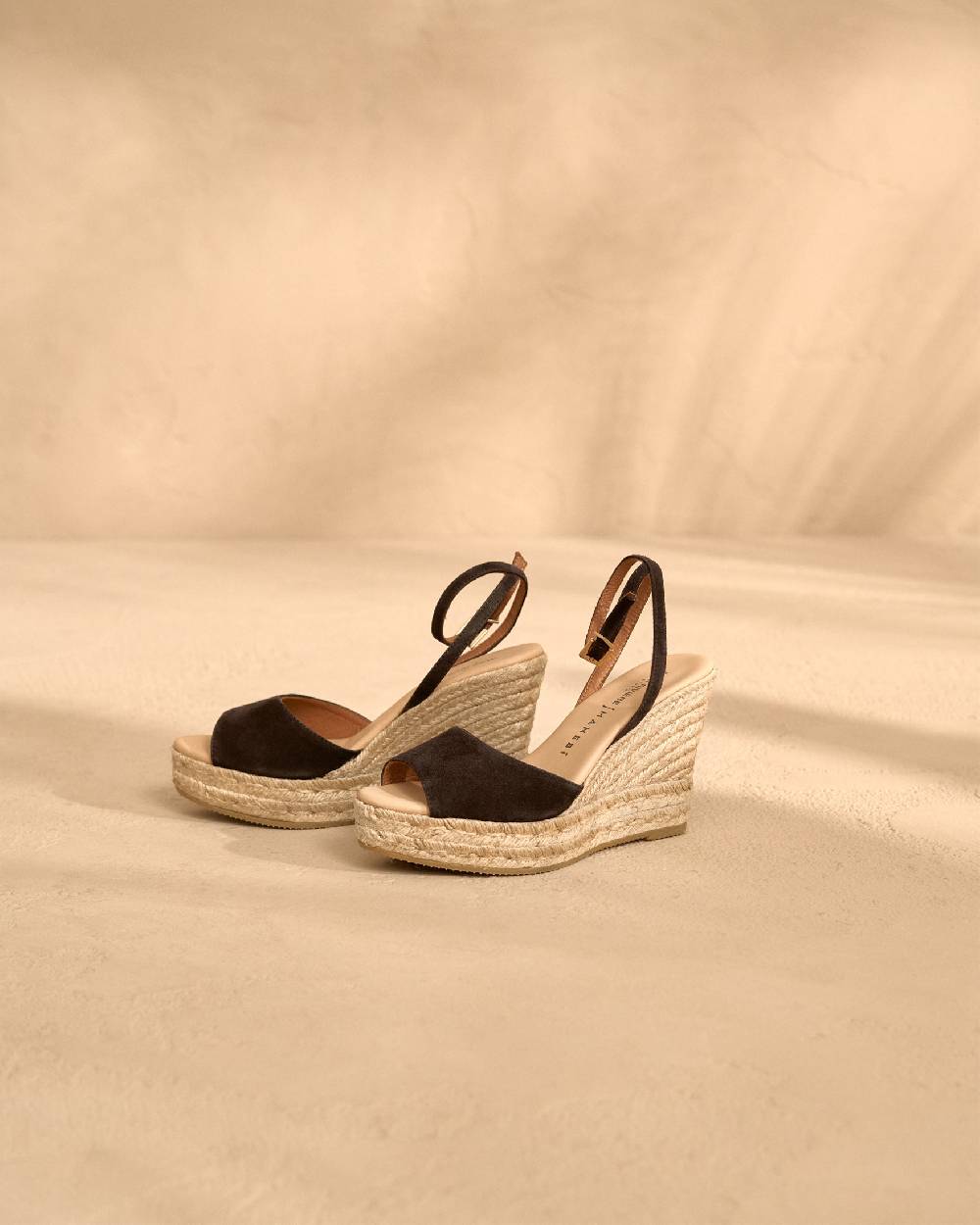 Manebí Viky Soft Suede Open Toe|Wedge Espadrilles - Chocolate Outlet