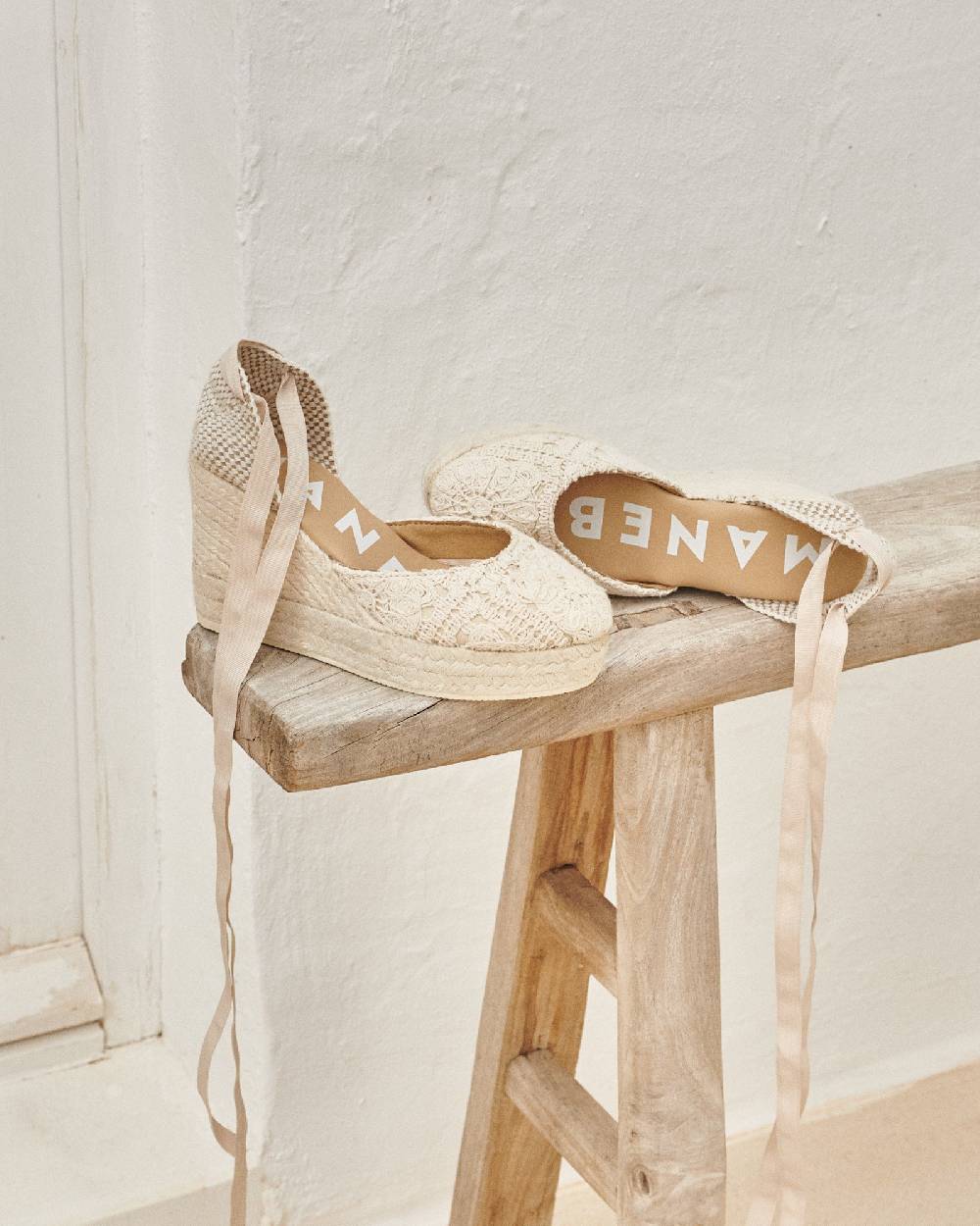 Manebí Cotton Crochet|Wedge Espadrilles - Natural Offerte
