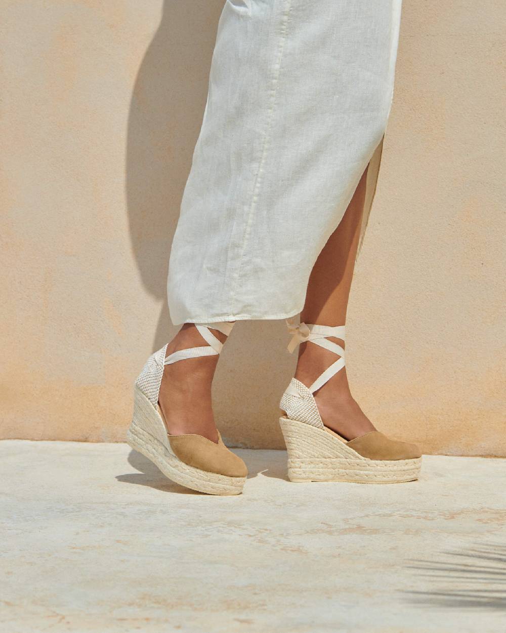 Manebí Soft Suede Heart-Shaped|Wedge Espadrilles - Hamptons Vintage Taupe Negozio