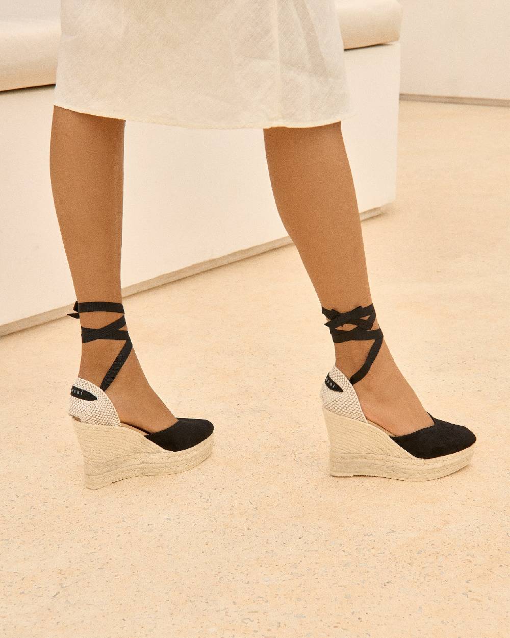 Manebí Soft Suede Heart-Shaped|Wedge Espadrilles - Hamptons Black Saldi Di Fabbrica
