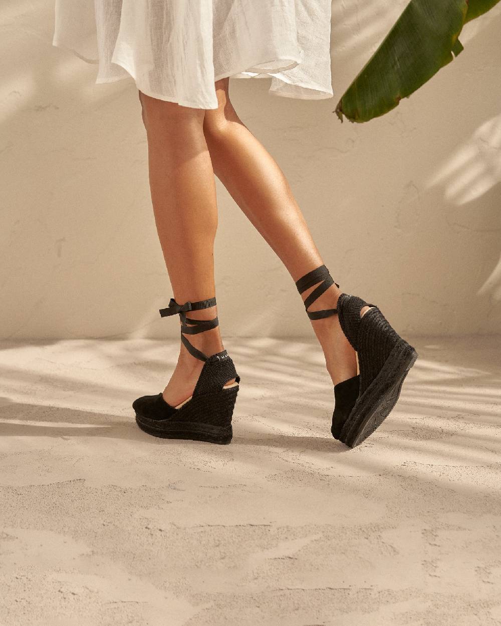 Manebí Soft Suede Heart-Shaped|Wedge Espadrilles - Hamptons Black On Tone I Più Venduti