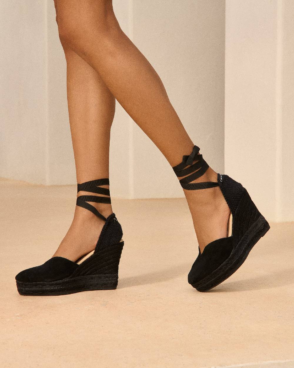 Manebí Soft Suede Heart-Shaped|Wedge Espadrilles - Hamptons Black On Tone I Più Venduti