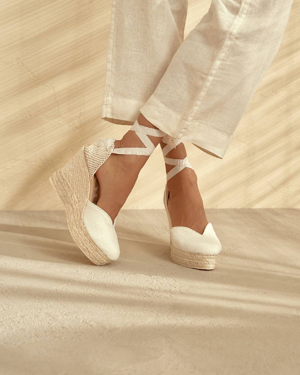 Manebí Organic Hemp Heart-Shaped|Wedge Espadrilles - La Havana White Vendite Flash